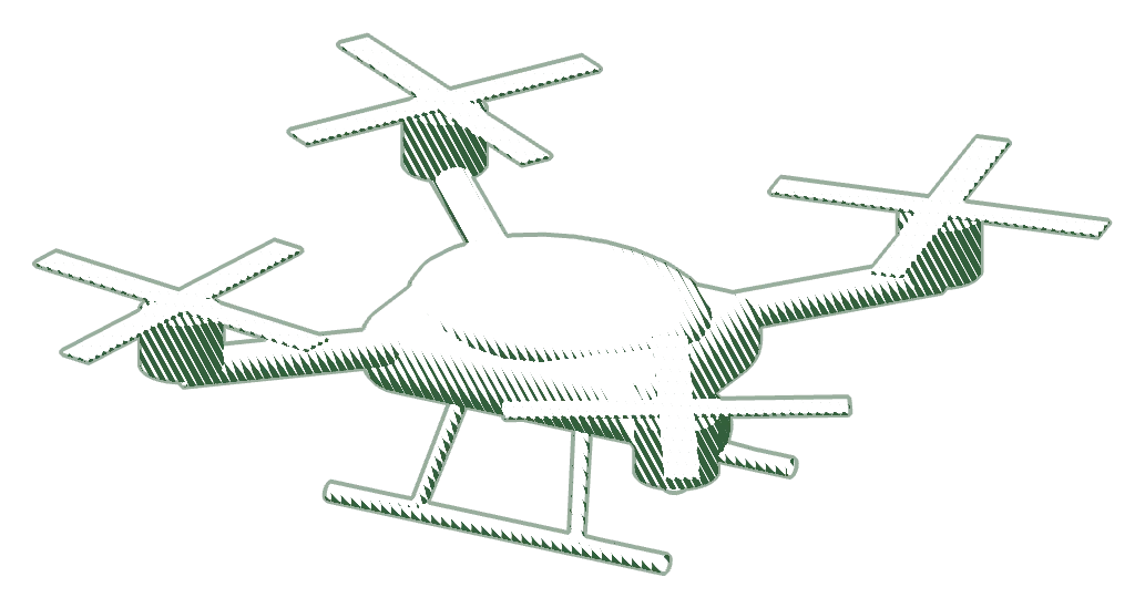 An engraving of a drone